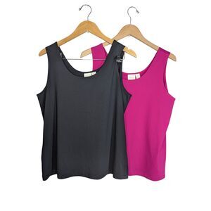 Chicos Set of 2 Layering Tank Tops Size 3 Pink Hot Pink Nylon Spandex Blend